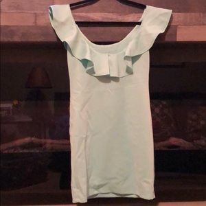 Ruffle sleeve off the shoulder dress with low back